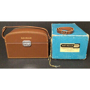 Bell & Howell Combination Carry Case 172-A B 8MM Camera w/ Key & Box Strap 919A